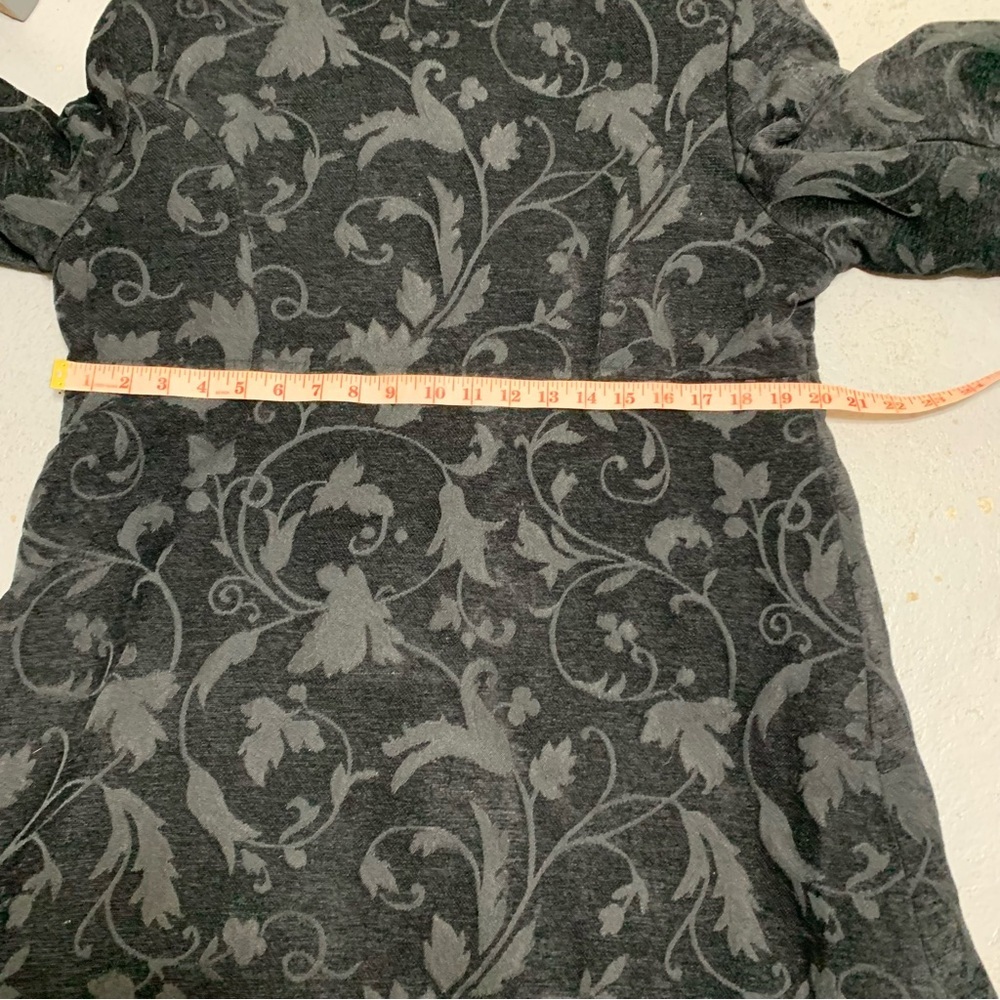 Vintage Black Velvet Jacket Baroque Floral 13/14 Button Front Mid Length Trench - Picture 11 of 15